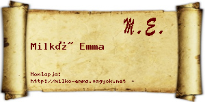 Milkó Emma névjegykártya